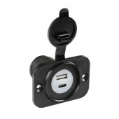 ΠΡΙΖΑ USB ΜΕ ΚΑΠΑΚΙ ΚΑΙ 2 ΘΥΡΕΣ USB (A+C) 12/24V 3000mA 15W ΜΑΥΡΗ FAST CHARGE LAMPA - 1 TEM. Διάφορες Πρίζες και Φις americat.gr