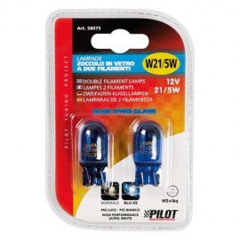 W21/5W 12V 21/5W W3x16q ΚΑΡΦΩΤΟ ΜΠΛΕ BLUE DYED-GLASS 2ΤΕΜ. BLISTER Λαμπάκια americat.gr