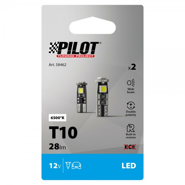 Lampa - Λαμπάκια T10 W5W 12V W2,1x9,5d 28lm Hyper-Led 9 Λευκό Διαχέσεως 3 SMD x 3 Chips Τριπλοεστιακά CAN-BUS με Ενσωματωμένη Αντίσταση - 2 Τεμ. (5846.2-LM) Χωρίς Κάλυκα americat.gr