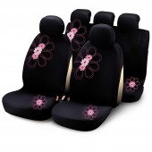 Bottari - ΚΑΛΥΜΜΑΤΑ ΚΑΘΙΣΜΑΤΩΝ ΣΕΤ 4ΤΕΜ ΜΑΥΡΑ ΜΕ ΡΟΖ ΛΟΥΛΟΥΔΙΑ – 1 set (ΒΟΤ29016) Ολοκληρωμένα σετ Καλυμμάτων americat.gr