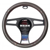 ΚΑΛΥΜΜΑ ΤΙΜΟΝΙΟΥ VINTAGE ΜΑΥΡΟ ΜΕ ΚΟΚΚΙΝΗ ΡΑΦΗ 37-39cm ΔΕΡΜΑΤΙΝΗ Διάμετρος 37-39 cm americat.gr