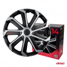 Amio - Σετ Τάσια Τροχών 14'' ιντσών, Μοντέλο EVO, Χρώμα Μαύρο / Ασημί – Σετ 4 τεμαχίων σε Κουτί (9740/AM) ΤΑΣΙΑ 14 ΙΝΤΣΕΣ americat.gr