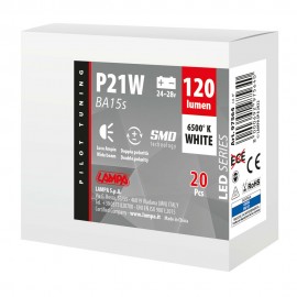 P21W BA15s 24/28V 8SMDx1CHIP LED 120lm ΛΕΥΚΟ ΚΟΥΤΙ LAMPA - 20 ΤΕΜ. Με Κάλυκα americat.gr