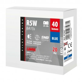 R5W BA15s 24/28V 6SMDX1CHIP LED 40lm ΜΠΛΕ ΚΟΥΤΙ LAMPA - 20 ΤΕΜ. Με Κάλυκα americat.gr