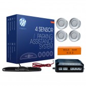 ΣΥΣΤΗΜΑ ΠΑΡΚΑΡΙΣΜΑΤΟΣ 12V ΜΕ 4 ΑΙΣΘΗΤΗΡΕΣ (ΑΣΗΜΙ) 21,5mm ΚΑΙ SLIM ΨΗΦΙΑΚΗ ΟΘΟΝΗ (120 X 33 X 16mm) M-TECH Αισθητήρες παρκαρίσματος οπισθοπορείας και εμπρός americat.gr