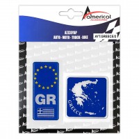 GREECE ΑΥΤΟΚΟΛΛΗΤΟ GR ΚΑΘΕΤΟ 10,4 Χ 4,5 cm ΚΑΙ ΧΑΡΤΗΣ ΕΛΛΑΔΟΣ 8 Χ 8 cm (ΜΠΛΕ) ΜΕ ΕΠΙΚΑΛΥΨΗ ΣΜΑΛΤΟΥ - 2 ΤΕΜ. Αυτοκόλλητα Διακοσμητικά americat.gr