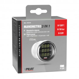 ΜΑΝΟΜΕΤΡΟ 3 ΣΕ 1 ΨΗΦΙΑΚΟ ΜΑΥΡΟ ΜΕ ΛΕΥΚΟ ΦΩΣ BLACK DIGITAL SERIES 9-32V 52mm ΝΕΑ ΠΡΟΪΟΝΤΑ americat.gr