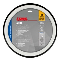 Lampa - Κάλυμμα Τιμονιού AURA (M) 37/39cm Μαύρο ένθετο με γυαλάδα / Λευκό άοσμο μαλακό Skeentex - 1 τεμ. (L3290.6) Διάμετρος 37-39 cm americat.gr