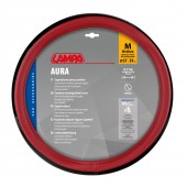 Lampa - Κάλυμμα Τιμονιού AURA (M) 37/39cm Μαύρο ένθετο με γυαλάδα / Κόκκινο άοσμο μαλακό Skeentex - 1 τεμ. (L3290.9) Διάμετρος 37-39 cm americat.gr