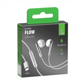 ΑΚΟΥΣΤΙΚΑ ΜΕ ΜΙΚΡΟΦΩΝΟ FLOW JACK ΛΕΥΚΟ ΧΡΩΜΑ ΜΕ ΚΑΛΩΔΙΟ TYPE-C 120cm LAMPA - 1 ΤΕΜ. Ακουστικά και Ηχεία americat.gr