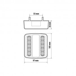 Lampa Πίσω Φανάρι Τρέιλερ , Φορτηγού LED 5 Λειτουργιών (Stop / Θέση / Φλας ) - 12V / 24V 1τεμ (L4155.6) Καλωδίωση Τρέιλερ americat.gr