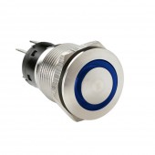 ΔΙΑΚΟΠΤΗΣ ΜΠΟΥΤΟΝ (BUTTON) 12/24V 5Amax 5PIN IP65 ON/OFF ME LED ΜΠΛΕ ΑΝΟΞΕΙΔΩΤΟ ΑΤΣΑΛΙ LAMPA - 1 TEM. Διακόπτες Ρελέ americat.gr