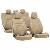 ΚΑΛΥΜΜΑΤΑ ΚΑΘΙΣΜΑΤΩΝ LUXURY LEATHERETTE ΔΕΡΜΑΤΙΝΗ ΑΦΡΩΔΕΣ ΜΠΕΖ - 4 ΤΕΜ. Ολοκληρωμένα σετ Καλυμμάτων americat.gr