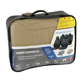 ΚΑΛΥΜΜΑΤΑ ΚΑΘΙΣΜΑΤΩΝ LUXURY LEATHERETTE ΔΕΡΜΑΤΙΝΗ ΑΦΡΩΔΕΣ ΜΠΕΖ - 4 ΤΕΜ. Ολοκληρωμένα σετ Καλυμμάτων americat.gr