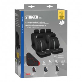 Lampa - Καλύμματα Καθισμάτων Stinger Μαύρο / Κόκκινο από Πολυεστέρα με Αφρώδη Επένδυση, Universal, Συμβατά με Πλευρικούς Αερόσακους - Σετ (L5468.7) Ολοκληρωμένα σετ Καλυμμάτων americat.gr