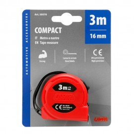ΜΕΤΡΟΤΑΙΝΙΑ ΑΥΤΟΜΑΤΗ COMPACT 3m x16mm ΚΟΚΚΙΝΗ ΜΕ ΚΛΙΠ ΖΩΝΗΣ LAMPA - 1 ΤΕΜ. Ειδη Συνεργείου americat.gr