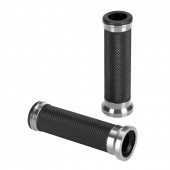 ΧΕΡΟΥΛΙΑ MOTO ALU GRIP ΜΑΥΡΟ/ΑΣΗΜΙ ΧΡΩΜΑ 22mm+25mm 12cm LAMPA - 2 τεμ. Χερούλια americat.gr
