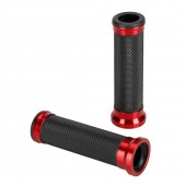 ΧΕΡΟΥΛΙΑ MOTO ALU GRIP ΜΑΥΡΟ/ΚΟΚΚΙΝΟ ΧΡΩΜΑ 22mm+25mm 12cm LAMPA - 2 τεμ. Χερούλια americat.gr
