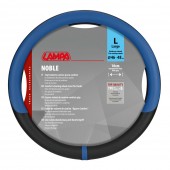 Lampa - Κάλυμμα Τιμονιού Φορτηγού NOBLE από Skeentex L 46-48εκ. Άοσμο Μαλακό αντιολισθητικό εύκολη τοποθέτηση φαρδιά λαβή 10εκ. Μαύρο / Μπλε - 1 τεμ. (L9708.6) Διάμετρος 46-48 cm americat.gr
