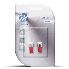 T10 W5W 12V W2,1x9,5d LED 1xHP ΚΟΚΚΙΝΟ (ΚΑΡΦΩΤΟ ΑΚΑΛΥΚΟ) BLISTER 2ΤΕΜ. M-TECH Χωρίς Κάλυκα americat.gr