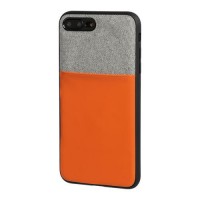 Duo pocket, two colour cover with metal plate - Apple iPhone 7 PLUS / 8 PLUS - Grey/Orange americat.gr