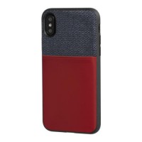 Duo pocket, two colour cover with metal plate - Apple iPhone X - Blue/Burgundy americat.gr