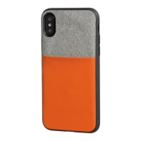 Duo pocket, two colour cover with metal plate - Apple iPhone X - Grey/Orange americat.gr