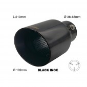 ΑΚΡΟ (ΜΠΟΥΚΑ) ΕΞΑΤΜΙΣΗΣ INOX ΜΑΥΡΗ ΣΤΡΟΓΓΥΛΗ 38>63mm (ΜΗΚΟΣ: 210mm/ ΔΙΑΜΕΤΡΟΣ ΕΞΩΤΕΡΙΚΗ 102mm)​ SIMONI RACING - 1 TEM. Μπούκες Εξάτμισης americat.gr