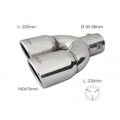 ΜΠΟΥΚΑ ΔΙΠΛΗ ΧΡΩΜΙΟΥ TRX/18L 165x77mm 235mm 35>58mm SIMONI RACING - 1 TEM Μπούκες Εξάτμισης americat.gr