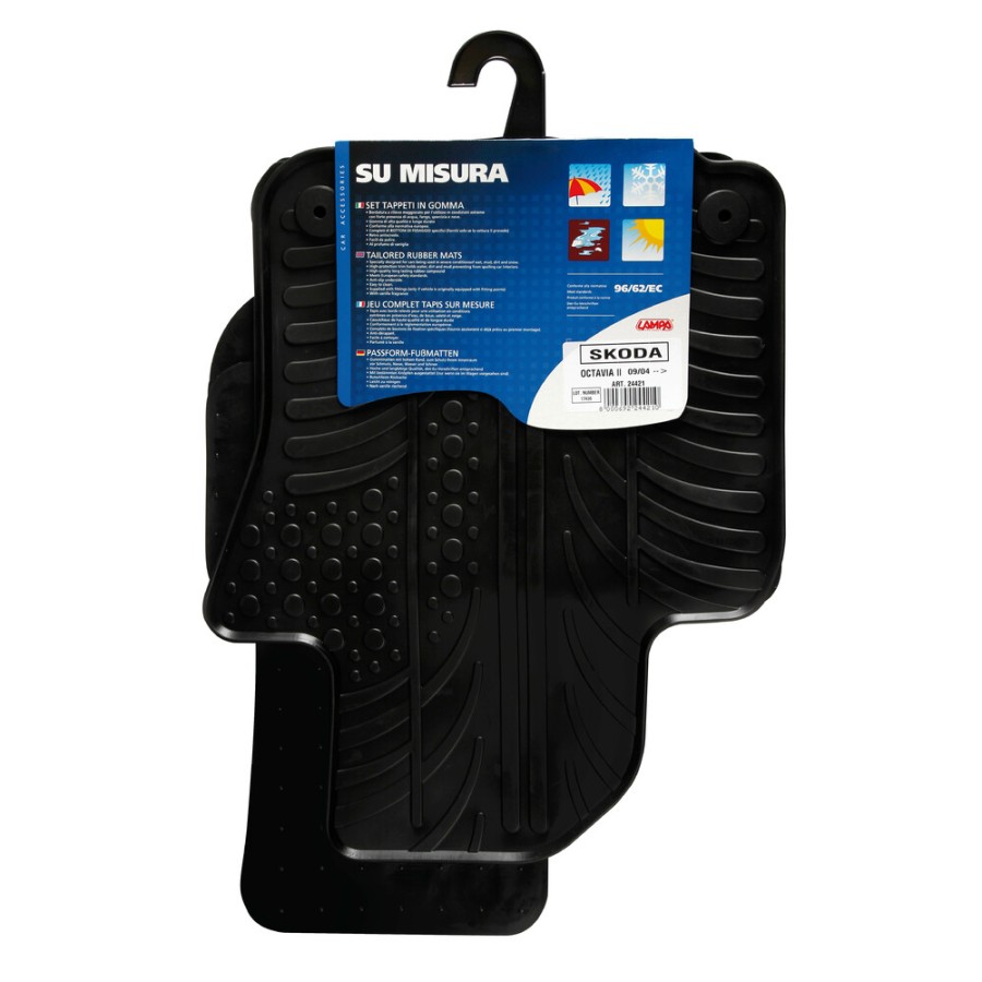 LAMPA - ΠΑΤΑΚΙΑ ΑΥΤΟΚΙΝΗΤΟΥ ΑΠΟ ΛΑΣΤΙΧΟ ΓΙΑ SKODA OCTAVIA 5 09/2004-02/2013 / SKODA OCTAVIA WAGON 01/2005-04/2013 ΣΕ ΜΑΥΡΟ ΧΡΩΜΑ ME ΚΟΥΜΠΩΜΑΤΑ - 4 ΤΕΜ.