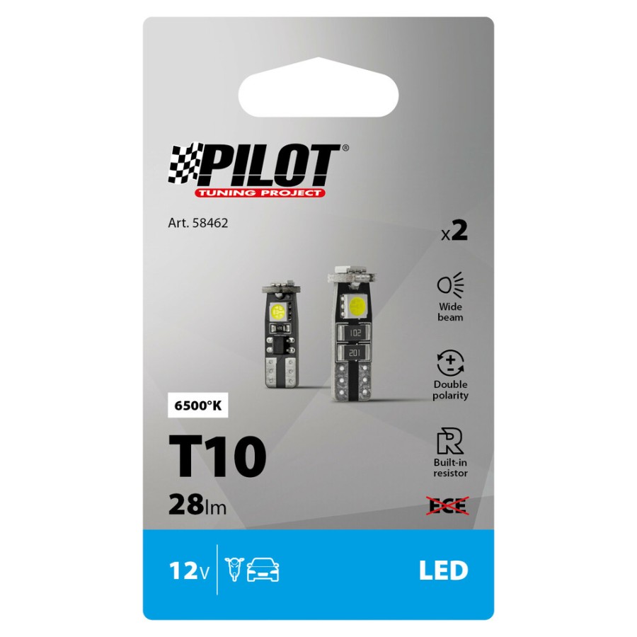 Lampa - Λαμπάκια T10 W5W 12V W2,1x9,5d 28lm Hyper-Led 9 Λευκό Διαχέσεως 3 SMD x 3 Chips Τριπλοεστιακά CAN-BUS με Ενσωματωμένη Αντίσταση - 2 Τεμ. (5846.2-LM)