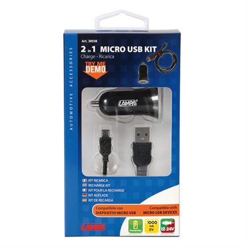 ΚΑΛΩΔΙΟ ΦΟΡΤΙΣΗΣ USB ΓΙΑ MICRO USB 100cm + ΑΝΤΑΠ. ΑΝΑΠΤΗΡΑ USB 12/24V BLUE LINE