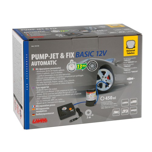 Κομπρεσέρ Ελαστικών 12V 450ml με υγρό επισκευής 450ml Μανόμετρο ΚΑΙ Μετρητή Πίεσης