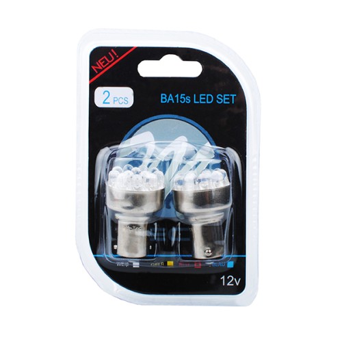 P21W 12V BA15s LED 12xFlux 5mm ΚΟΚΚΙΝΟ (ΜΟΝΟΠΟΛΙΚΟ) BLISTER 2ΤΕΜ. M-TECH