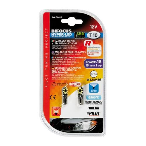 T10 W5W 12V W2,1x9,5d 180lm HYPER-LED 18 ΛΕΥΚΟ (CAN-BUS- ΔΙΠΛΗΣ ΠΟΛΙΚΟΤΗΤΑΣ-ΚΑΡΦΩΤΟ) BLISTER 2ΤΕΜ.