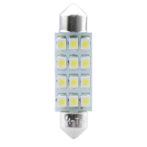ΛΑΜΠΑΚΙΑ ΠΛΑΦΟΝΙΕΡΑΣ C5W/C10W 12V 0,96W SV8,5 41mm PREMIUM LED 12xSMD3528 ΛΕΥΚΟ 1ΤΕΜ.
