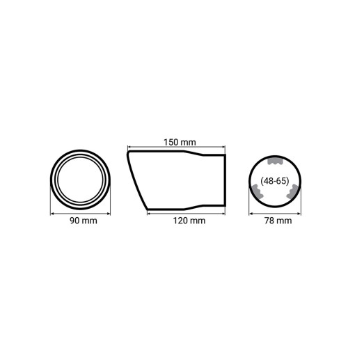 Amio - ΑΚΡΟ (ΜΠΟΥΚΑ) ΕΞΑΤΜΙΣΗΣ MT007C 48-65mm (CARBON - 15 cm) - 1 ΤΕΜ. (01117/AM)