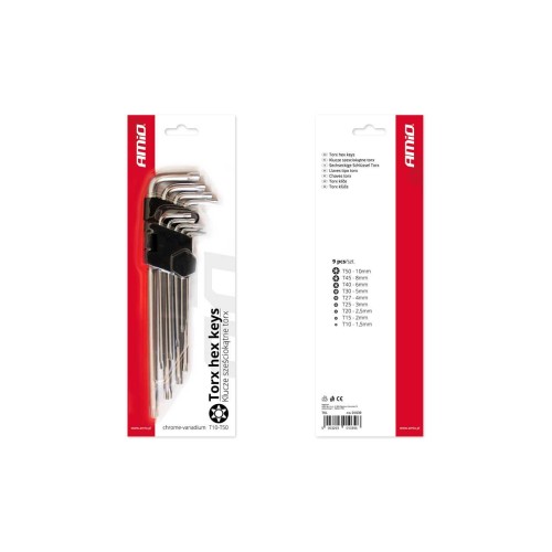 Amio - Σετ Κλειδιά Allen Torx μήκος 230mm για Επιβατικά Αυτοκίνητα - 9 τεμ. (01039/AM)