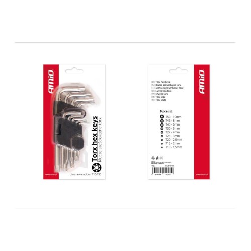Amio - Σετ Κλειδιά Allen Torx μήκος 125mm για Επιβατικά Αυτοκίνητα - 9 τεμ. (01040/AM)