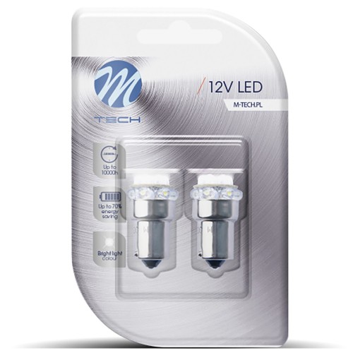 R10W 12V BA15s LED 12xFlux 5mm ΚΙΤΡΙΝΑ (ΜΟΝΟΠΟΛΙΚΟ) BLISTER 2ΤΕΜ. M-TECH