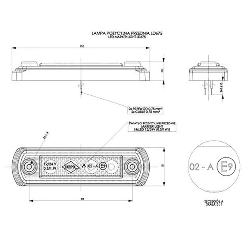 ΦΩΣ ΟΓΚΟΥ LD675 12/24V 4LED HORPOL ΛΕΥΚΟ (10,5 x 3 cm) -1ΤΕΜ.