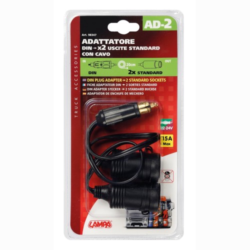 ΑΝΤΑΠΤΟΡΑΣ ΑΝΑΠΤΗΡΑ ΔΙΠΛΟΣ AD-2 12/24V 15A ΜΕ ΚΑΛΩΔΙΟ 20cm