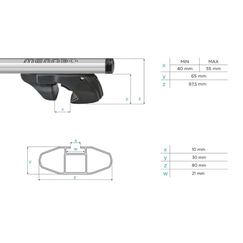 ΜΠΑΡΕΣ ΟΡΟΦΗΣ ΑΛΟΥΜΙΝΙΟΥ JACKSON XL SILVER 135 cm ΣΕ ΑΣΗΜΙ ΧΡΩΜΑ ΓΙΑ ΟΡΟΦΗ ΜΕ RAISED RAILS MENABO - 2 ΤΕΜ.