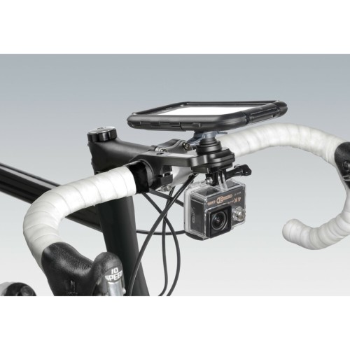 Διπλή Βάση Στήριξης Κινητού και Action Camera Combo της σειράς Optiline για Τιμόνι Ποδηλάτου με διάμετρο από 22 mm έως 31,75 mm και σύστημα Duolock, συμβατή με Θήκες ή Αντάπτορες Κινητού Optiline και Θήκες για Action Cameras