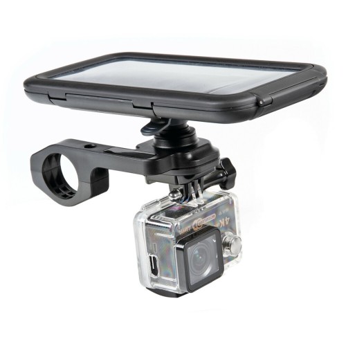 Διπλή Βάση Στήριξης Κινητού και Action Camera Combo της σειράς Optiline για Τιμόνι Ποδηλάτου με διάμετρο από 22 mm έως 31,75 mm και σύστημα Duolock, συμβατή με Θήκες ή Αντάπτορες Κινητού Optiline και Θήκες για Action Cameras
