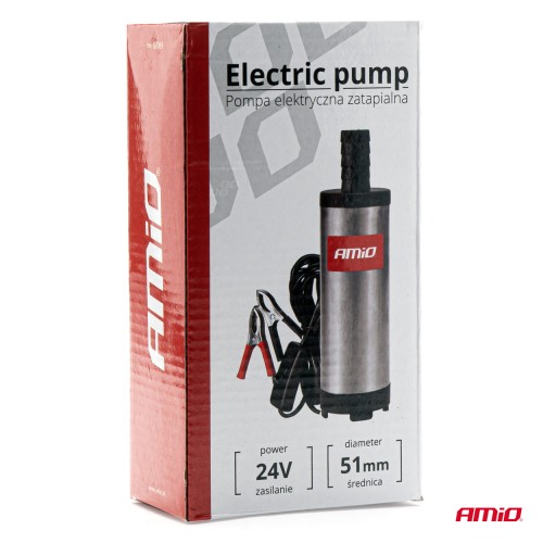 Amio - Αντλία Αναρρόφησης Υγρών Ηλεκτρική 24V 60W διαμέτρου 51mm με παροχή 25L/min για άντληση πετρελαίου και λαδιού με υψηλή απόδοση και εύκολη χρήση σε δεξαμενές - 1 Τεμ. (02069/AM)