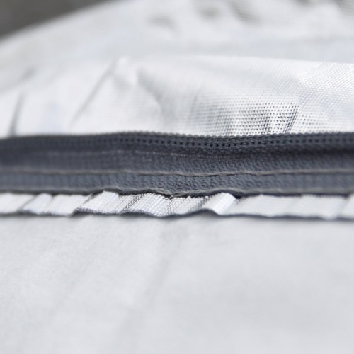 Amio - Κουκούλα Αυτοκινήτου Cotton 120g με φερμουάρ διάσταση 530 x 180 x 120 cm χρώμα ασημί μέγεθος X-Large για Επιβατικά Αυτοκίνητα - 1 τεμ. (01112/AM)