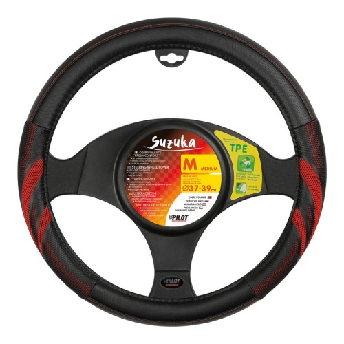 Lampa Κάλυμμα Τιμονιού Αυτοκινήτου Suzuka 37-39εκ.  Άοσμο Ελαστικό Ultra soft Skeentex με αεριζόμενες λαβές Κόκκινο 1-τεμ. (L3293.4)