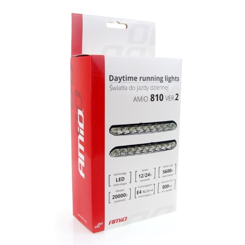 Amio - Φώτα Ημέρας DRL Τάση Λειτουργίας 12/24V Απόδοση 7W 20 LED 0.35W Ανά LED Διαστάσεις 190x20x40mm για Αυτοκίνητο – 2 τεμ. (01266/AM)