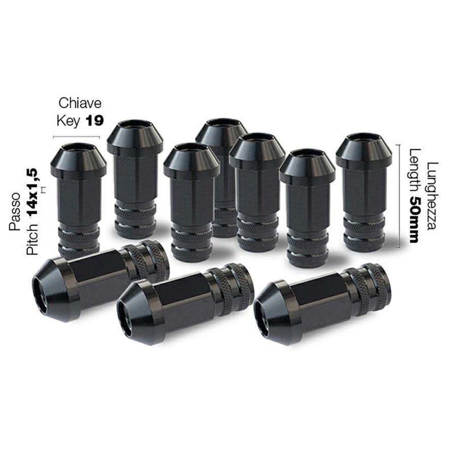 Simoni Racing - ΠΑΞΙΜΑΔΙ ΚΩΝΙΚΟ 14x1,5 (50mm) (19) ΜΑΥΡΟ 10ΤΕΜ.